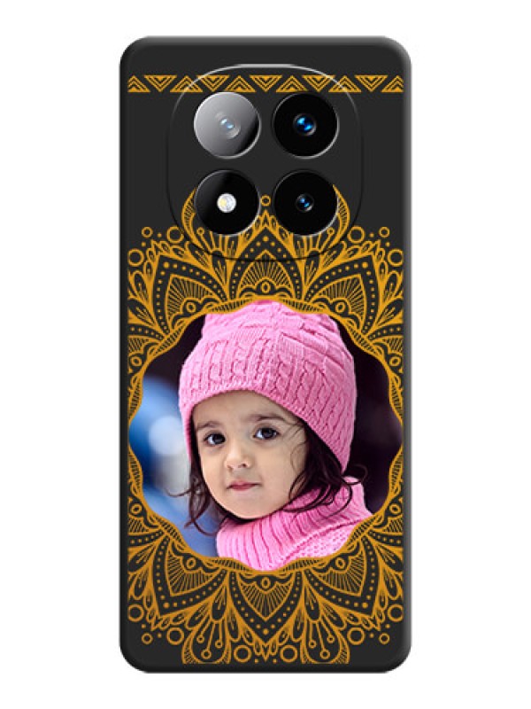 Custom Round Image with Floral Design On Space Black Custom Soft Matte Mobile Back Cover - Redmi Note 14 Pro Plus 5G