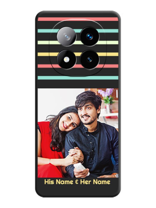 Custom Color Stripes with Photo and Text on Photo On Space Black Custom Soft Matte Mobile Back Cover - Redmi Note 14 Pro Plus 5G