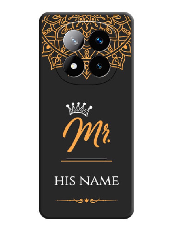 Custom Mr Name with Floral Design On Space Black Custom Soft Matte Mobile Back Cover - Redmi Note 14 Pro Plus 5G