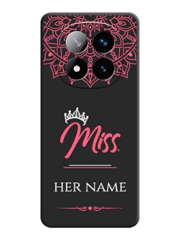 Custom Mrs Name with Floral Design On Space Black Custom Soft Matte Mobile Back Cover - Redmi Note 14 Pro Plus 5G