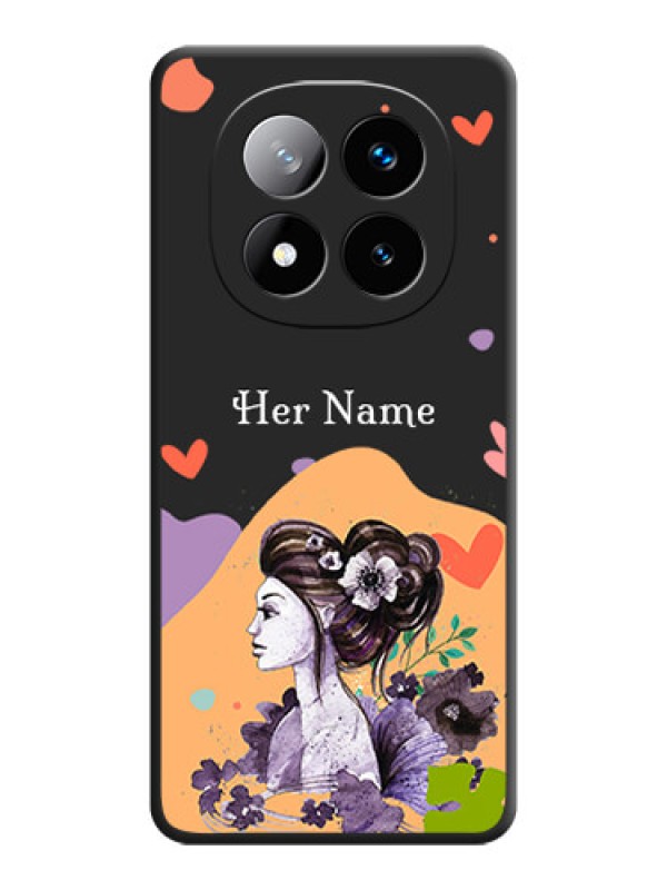 Custom Namecase For Her With Fancy Lady Image On Space Black Custom Soft Matte Mobile Back Cover - Redmi Note 14 Pro Plus 5G
