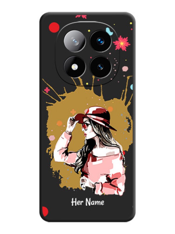 Custom Mordern Lady With Color Splash Background With Custom Text On Space Black Custom Soft Matte Mobile Back Cover - Redmi Note 14 Pro Plus 5G