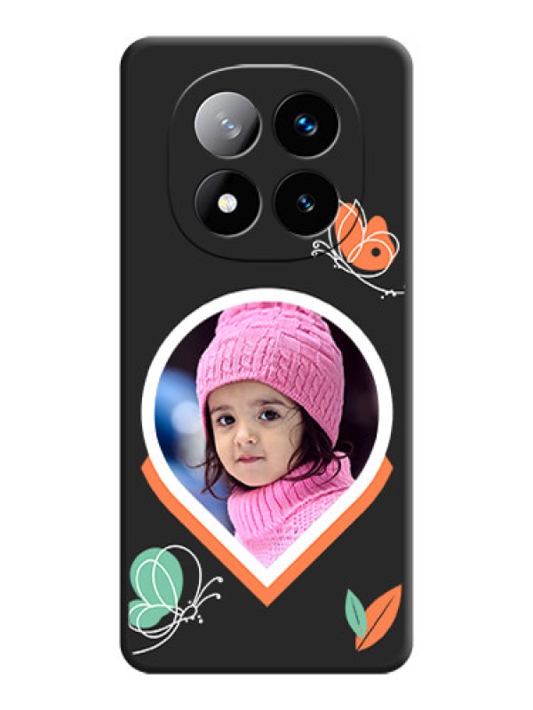 Custom Upload Pic With Simple Butterly Design On Space Black Custom Soft Matte Mobile Back Cover - Redmi Note 14 Pro Plus 5G
