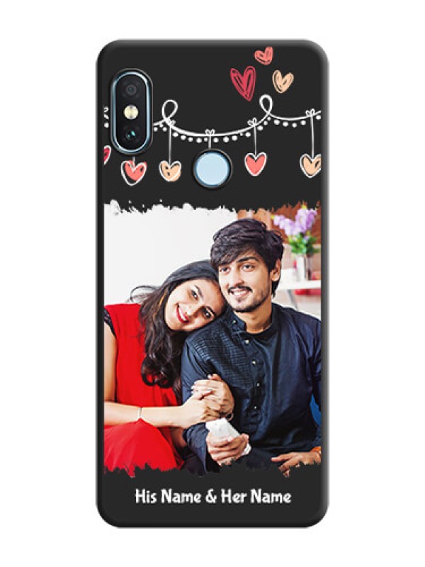 Custom Pink Love Hangings with Name On Space Black Custom Soft Matte Mobile Back Cover - Xiaomi Redmi Note 5 Pro