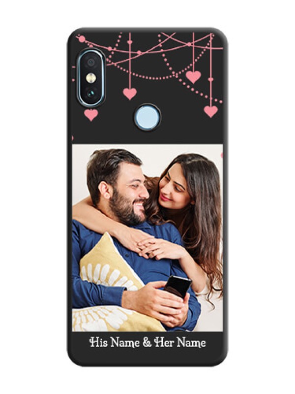 Custom Pink Love Hangings with Text On Space Black Custom Soft Matte Mobile Back Cover - Xiaomi Redmi Note 5 Pro