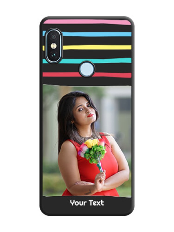 Custom Multicolor Lines with Image On Space Black Custom Soft Matte Mobile Back Cover - Xiaomi Redmi Note 5 Pro