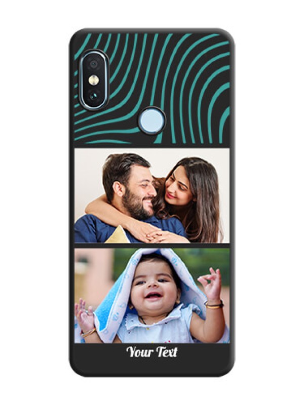 Custom Wave Pattern with 2 Image Holder On Space Black Custom Soft Matte Mobile Back Cover - Xiaomi Redmi Note 5 Pro