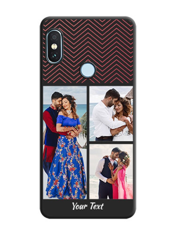 Custom Wave Pattern with 3 Image Holder On Space Black Custom Soft Matte Mobile Back Cover - Xiaomi Redmi Note 5 Pro