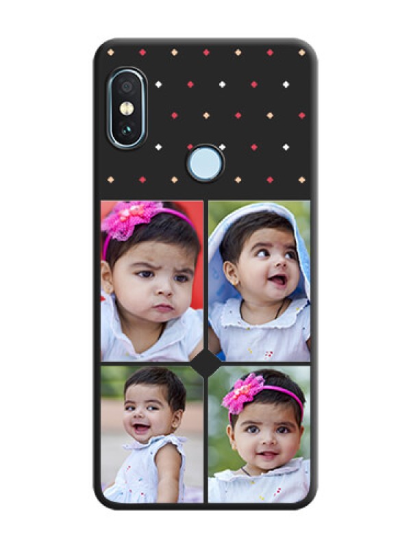 Custom Multicolor Dotted Pattern with 4 Image Holder On Space Black Custom Soft Matte Mobile Back Cover - Xiaomi Redmi Note 5 Pro