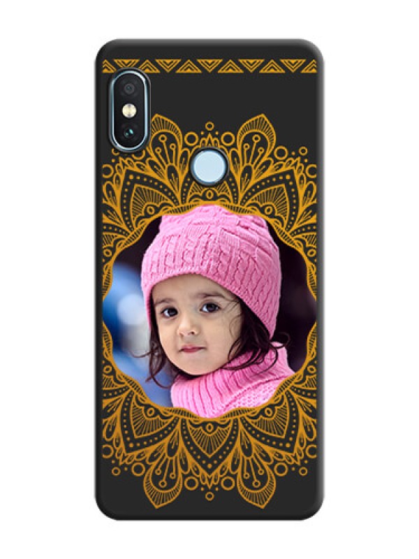 Custom Round Image with Floral Design On Space Black Custom Soft Matte Mobile Back Cover - Xiaomi Redmi Note 5 Pro