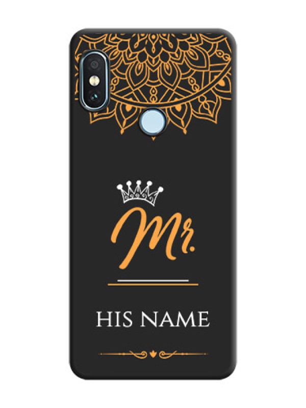 Custom Mr Name with Floral Design On Space Black Custom Soft Matte Mobile Back Cover - Xiaomi Redmi Note 5 Pro