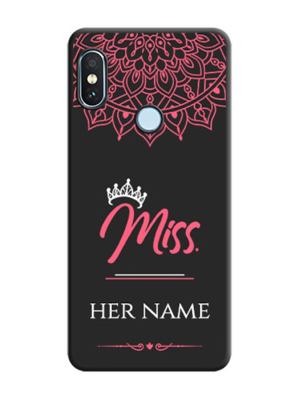 Custom Mrs Name with Floral Design On Space Black Custom Soft Matte Mobile Back Cover - Xiaomi Redmi Note 5 Pro