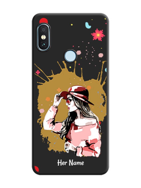 Custom Mordern Lady With Color Splash Background With Custom Text On Space Black Custom Soft Matte Mobile Back Cover - Xiaomi Redmi Note 5 Pro