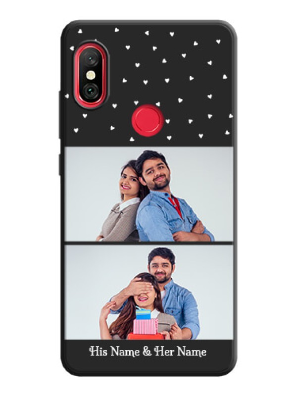 Custom Miniature Love Symbols with Name on Space Black Custom Soft Matte Back Cover - Redmi Note 6 Pro