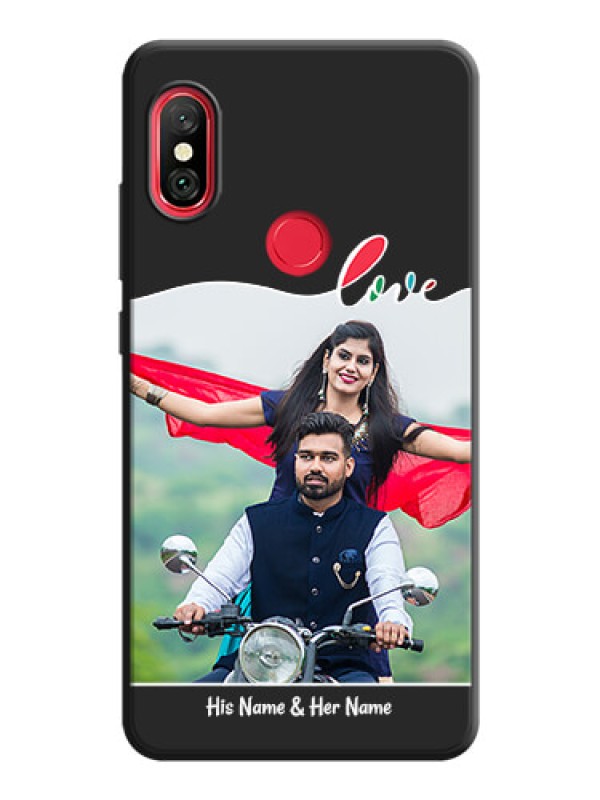 Custom Fall in Love Pattern with Picture - Photo on Space Black Soft Matte Mobile Case - Redmi Note 6 Pro