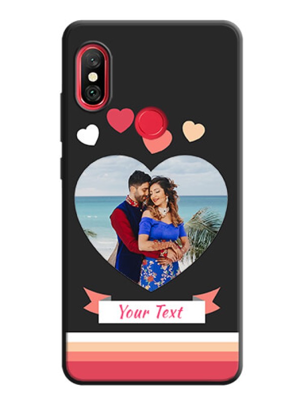 Custom Love Shaped Photo with Colorful Stripes on Personalised Space Black Soft Matte Cases - Redmi Note 6 Pro