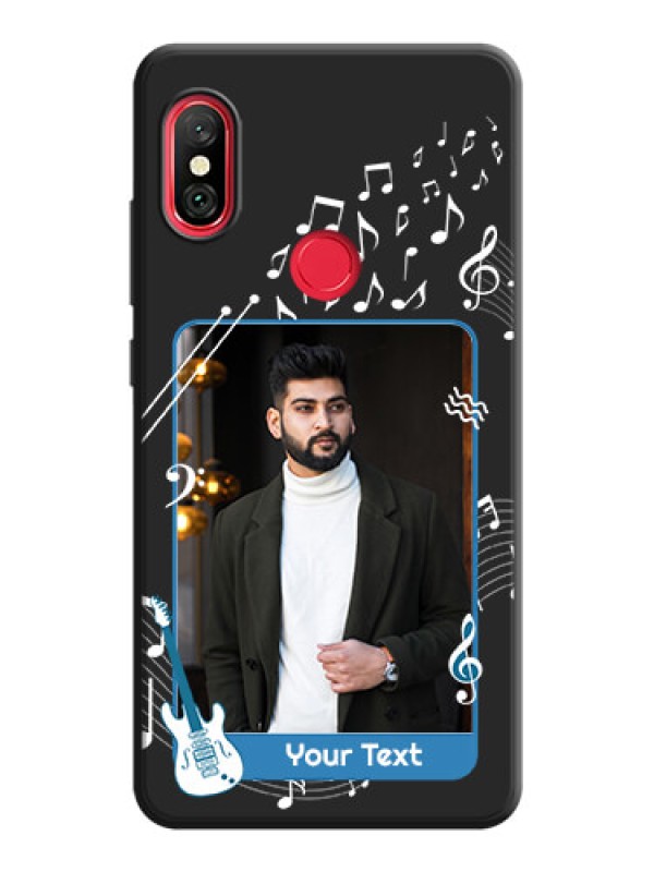 Custom Musical Theme Design with Text - Photo on Space Black Soft Matte Mobile Case - Redmi Note 6 Pro