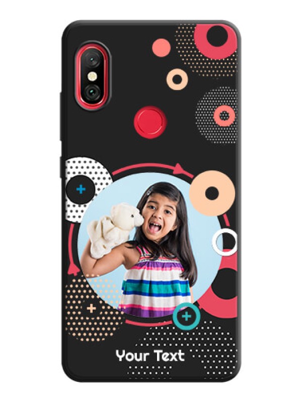Custom Multicoloured Round Image on Personalised Space Black Soft Matte Cases - Redmi Note 6 Pro