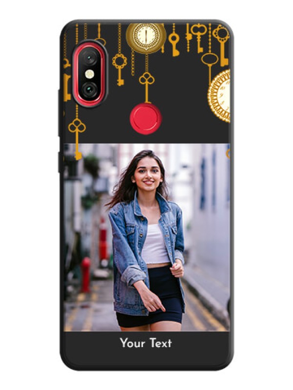 Custom Decorative Design with Text on Space Black Custom Soft Matte Back Cover - Redmi Note 6 Pro