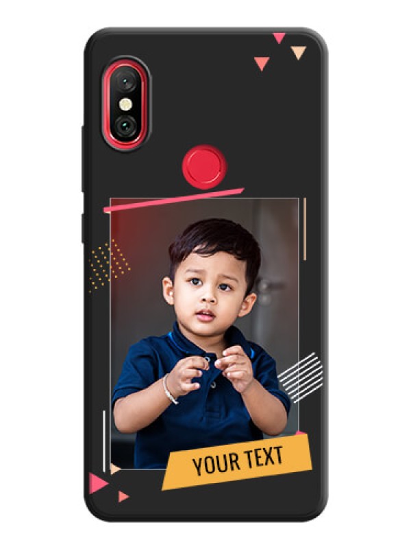 Custom Photo Frame with Triangle Small Dots - Photo on Space Black Soft Matte Back Cover - Redmi Note 6 Pro