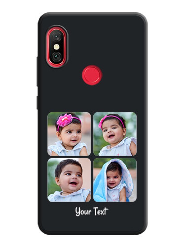 Custom Floral Art with 6 Image Holder - Photo on Space Black Soft Matte Mobile Case - Redmi Note 6 Pro