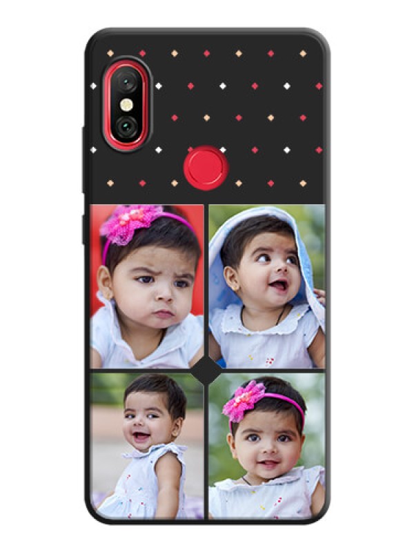 Custom Multicolor Dotted Pattern with 4 Image Holder on Space Black Custom Soft Matte Phone Cases - Redmi Note 6 Pro