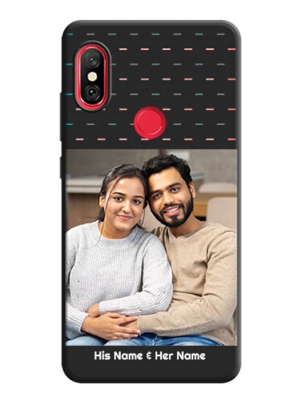 Custom Line Pattern Design with Text on Space Black Custom Soft Matte Phone Back Cover - Redmi Note 6 Pro