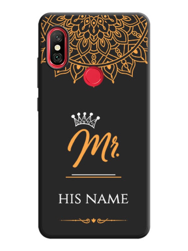 Custom Mr Name with Floral Design  on Personalised Space Black Soft Matte Cases - Redmi Note 6 Pro
