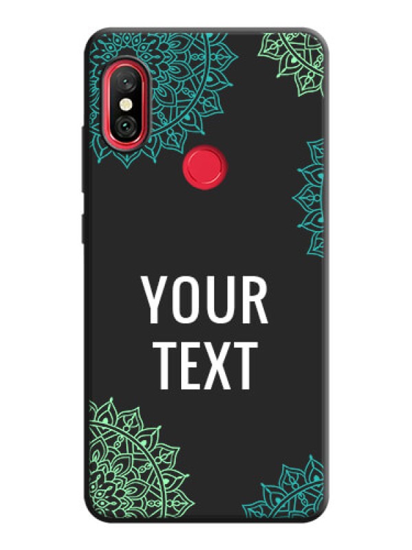 Custom Your Name with Floral Design on Space Black Custom Soft Matte Back Cover - Redmi Note 6 Pro