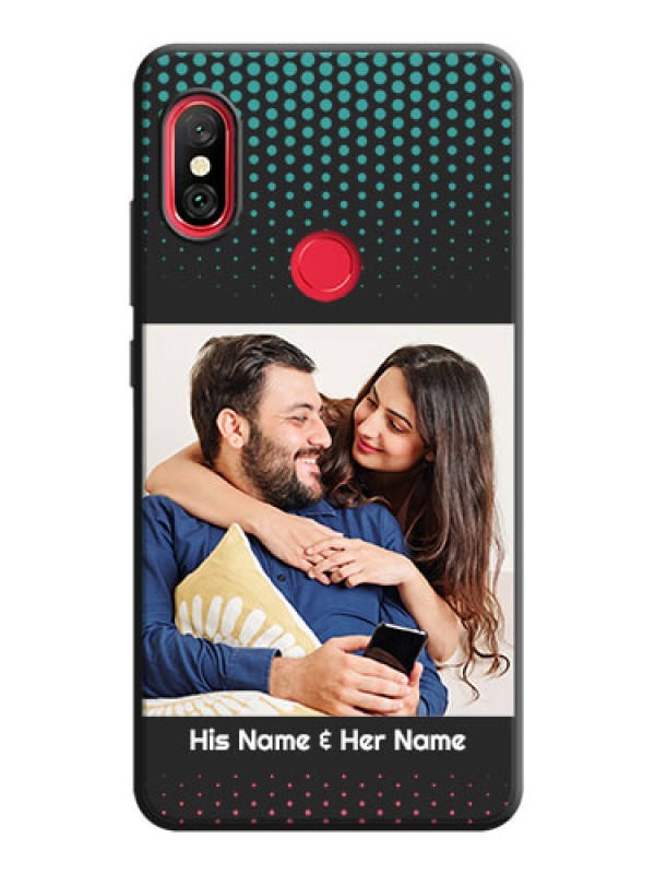 Custom Faded Dots with Grunge Photo Frame and Text on Space Black Custom Soft Matte Phone Cases - Redmi Note 6 Pro