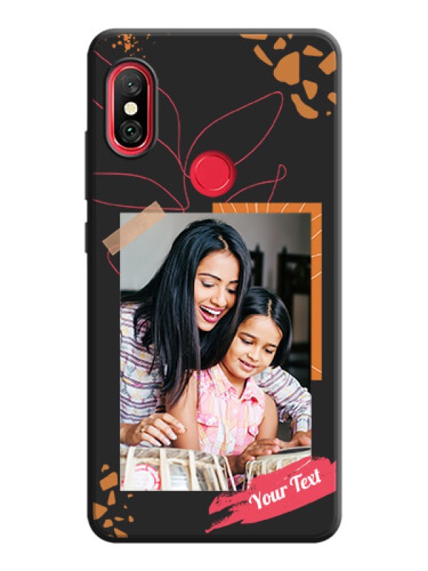 Custom Orange Photo Frame on Space Black Custom Soft Matte Phone Back Cover - Redmi Note 6 Pro