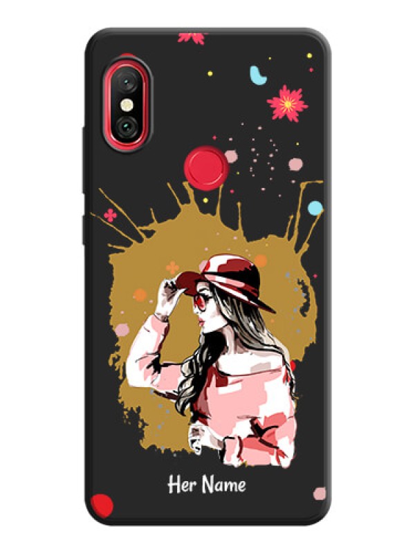 Custom Mordern Lady With Color Splash Background With Custom Text On Space Black Personalized Soft Matte Phone Covers -Xiaomi Redmi Note 6 Pro