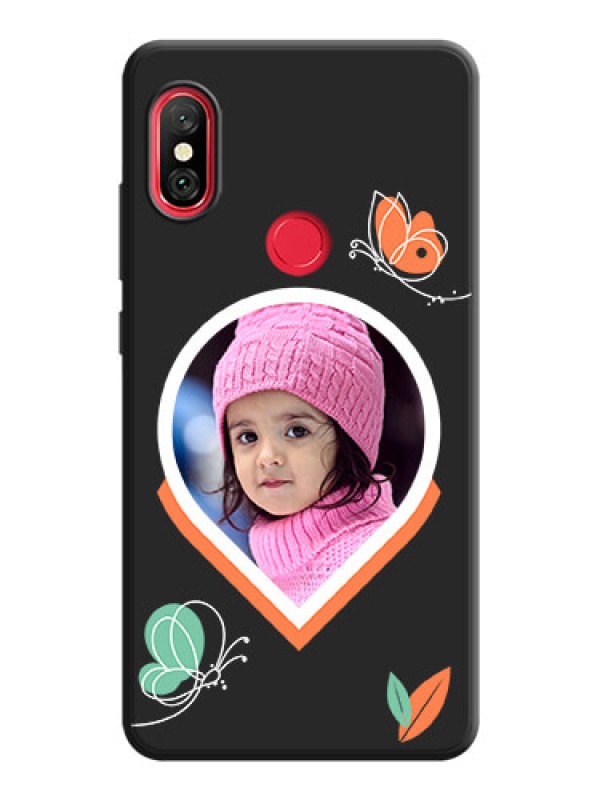 Custom Upload Pic With Simple Butterly Design On Space Black Personalized Soft Matte Phone Covers -Xiaomi Redmi Note 6 Pro
