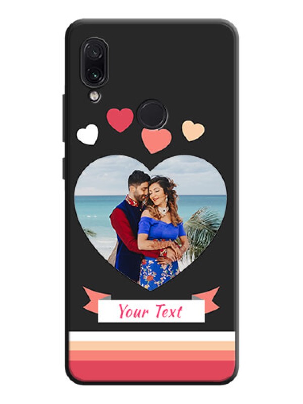 Custom Love Shaped Photo with Colorful Stripes on Personalised Space Black Soft Matte Cases - Redmi Note 7 Pro