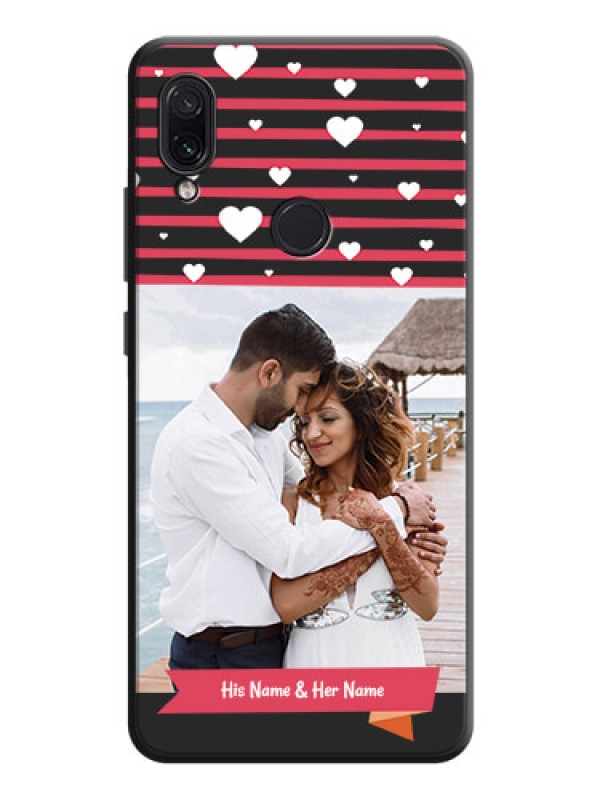 Custom White Color Love Symbols with Pink Lines Pattern on Space Black Custom Soft Matte Phone Cases - Redmi Note 7 Pro