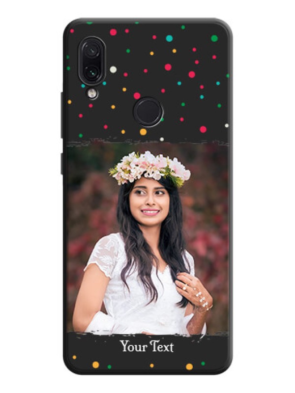 Custom Multicolor Dotted Pattern with Text on Space Black Custom Soft Matte Phone Back Cover - Redmi Note 7 Pro