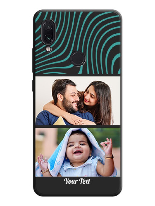 Custom Wave Pattern with 2 Image Holder on Space Black Personalized Soft Matte Phone Covers - Redmi Note 7 Pro