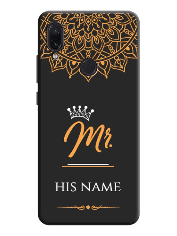 Custom Mr Name with Floral Design  on Personalised Space Black Soft Matte Cases - Redmi Note 7 Pro