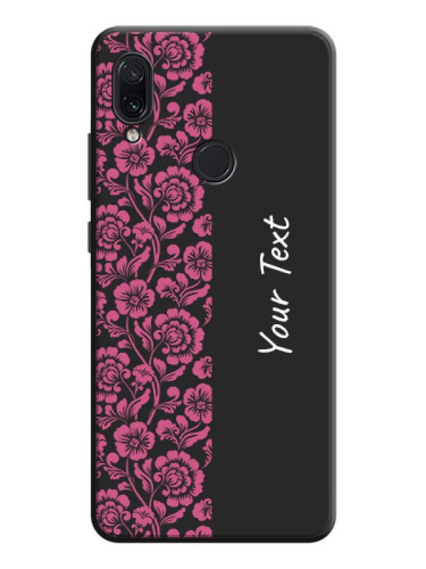 Custom Pink Floral Pattern Design With Custom Text On Space Black Personalized Soft Matte Phone Covers -Xiaomi Redmi Note 7 Pro