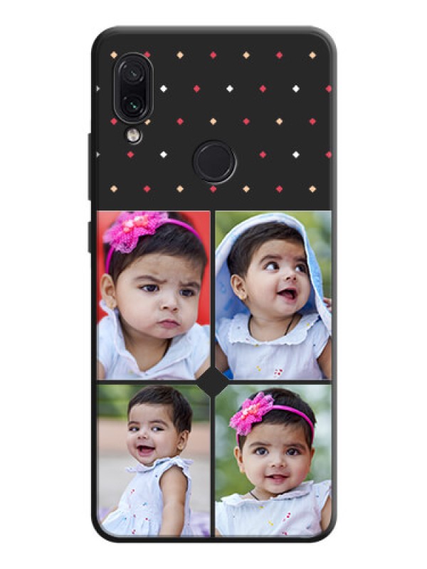 Custom Multicolor Dotted Pattern with 4 Image Holder on Space Black Custom Soft Matte Phone Cases - Redmi Note 7