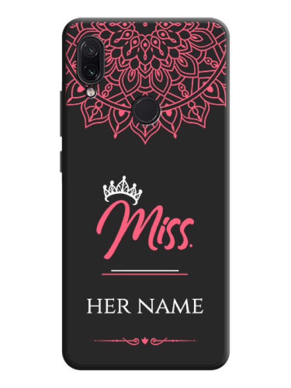 Custom Mrs Name with Floral Design on Space Black Personalized Soft Matte Phone Covers - Redmi Note 7