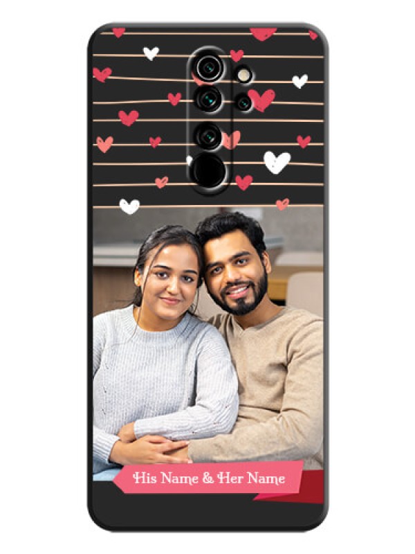 Custom Love Pattern with Name on Pink Ribbon  - Photo on Space Black Soft Matte Back Cover - Redmi Note 8 Pro