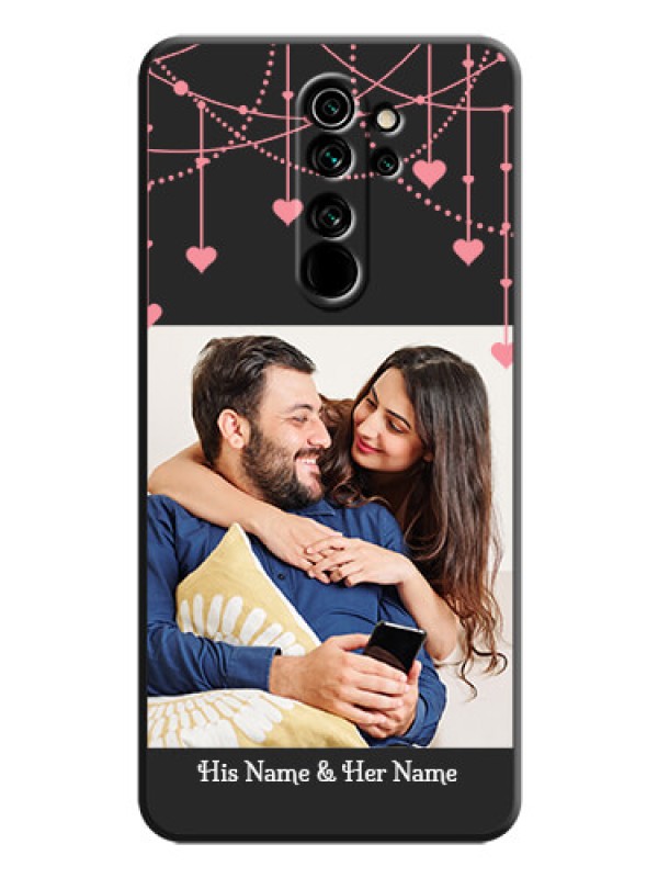 Custom Pink Love Hangings with Text on Space Black Custom Soft Matte Back Cover - Redmi Note 8 Pro