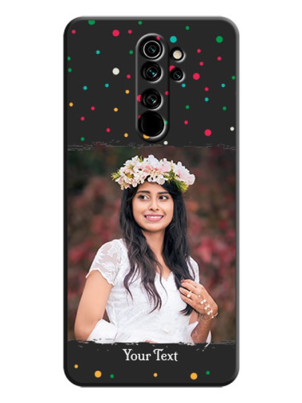 Custom Multicolor Dotted Pattern with Text on Space Black Custom Soft Matte Phone Back Cover - Redmi Note 8 Pro