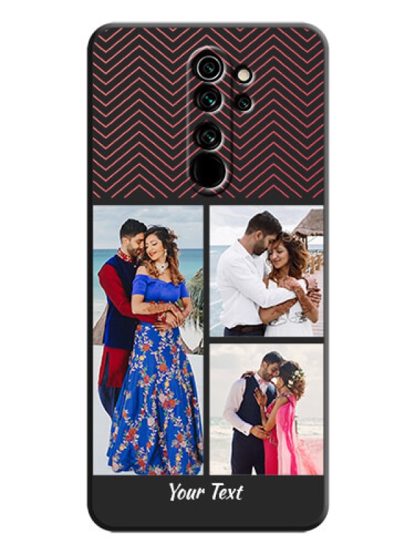 Custom Wave Pattern with 3 Image Holder on Space Black Custom Soft Matte Back Cover - Redmi Note 8 Pro