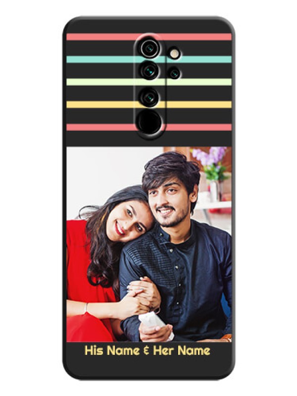 Custom Color Stripes with Photo and Text - Photo on Space Black Soft Matte Mobile Case - Redmi Note 8 Pro