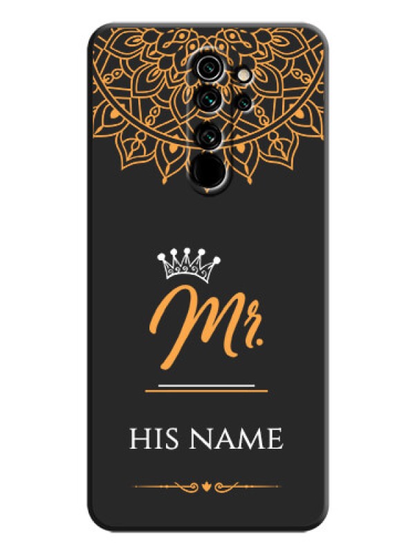 Custom Mr Name with Floral Design  on Personalised Space Black Soft Matte Cases - Redmi Note 8 Pro