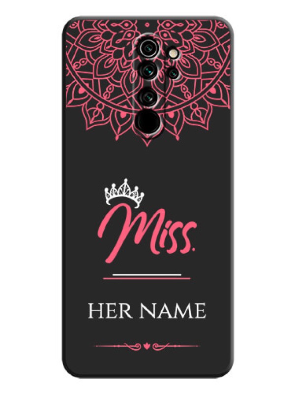 Custom Mrs Name with Floral Design on Space Black Personalized Soft Matte Phone Covers - Redmi Note 8 Pro