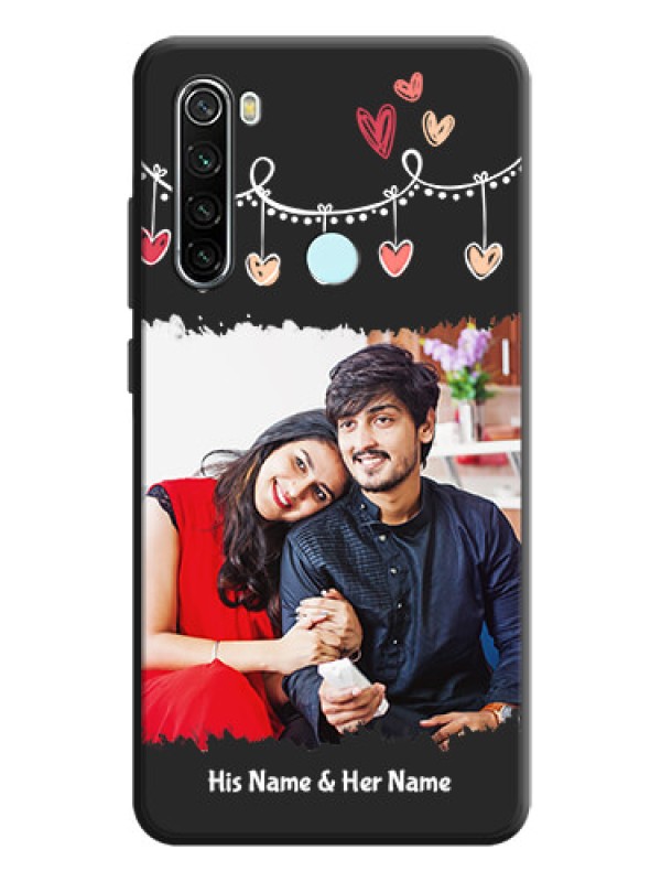 Custom Pink Love Hangings with Name on Space Black Custom Soft Matte Phone Cases - Redmi Note 8