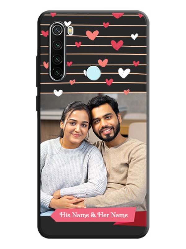 Custom Love Pattern with Name on Pink Ribbon  - Photo on Space Black Soft Matte Back Cover - Redmi Note 8